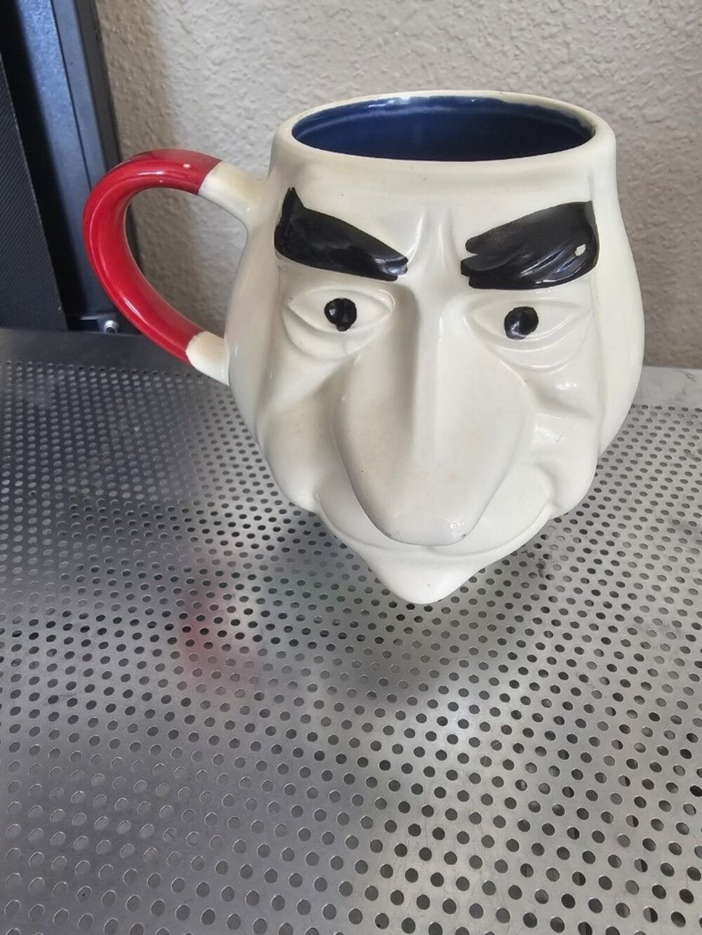HOLIDAY DESIGNS  USA RARE Big Nose  Face  Coffee Mug Funny Red White Blue Vtg